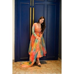 Beautiful Shibouri Print Georgette Fabric full stitched  Anarkali Suit